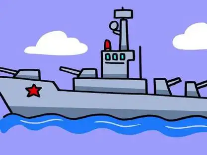 男孩都喜欢的简笔画,军舰这么画,简单又好看 #简笔画