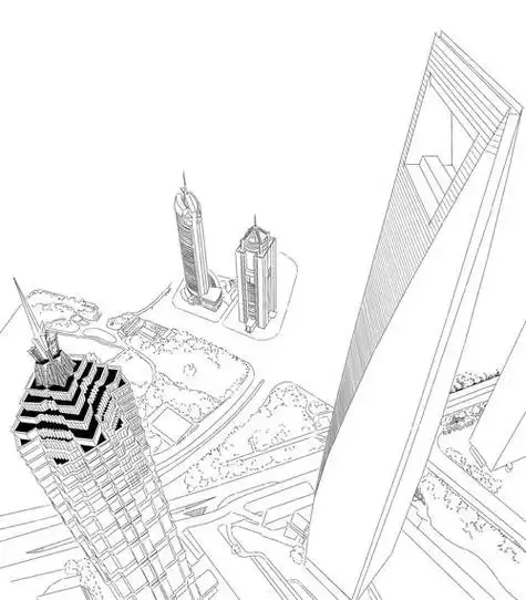 上海陆家嘴简笔画教程(上海简笔画电脑绘制) -【爱个性】