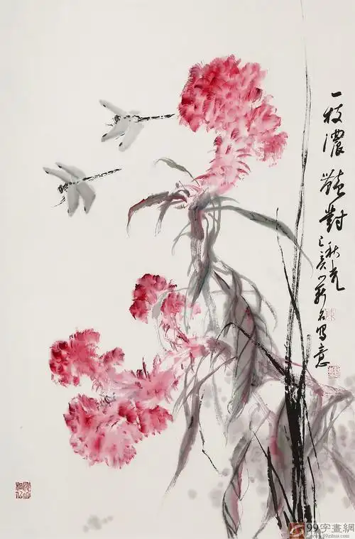 陈薪名《一枝浓艳对秋光》 中美协会员 第六届全国花鸟画展金奖获得者