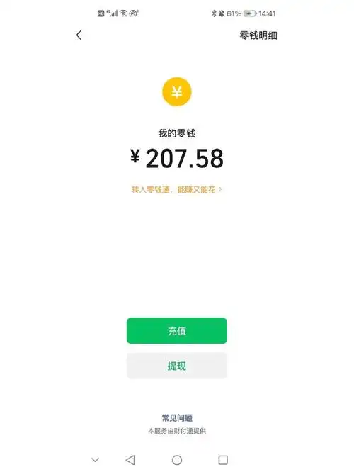 目前微信零钱剩余207.