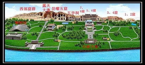 云冈石窟各窟分布图云冈写经院云冈写经院位于云冈石窟景区第一窟东侧