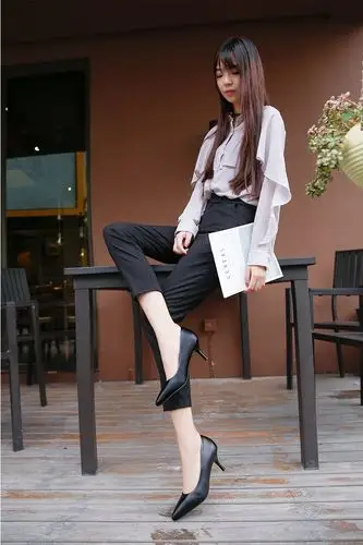 白色高跟鞋正装职业单鞋细跟皮鞋尖头配西装百搭中跟5cm8cm单鞋女