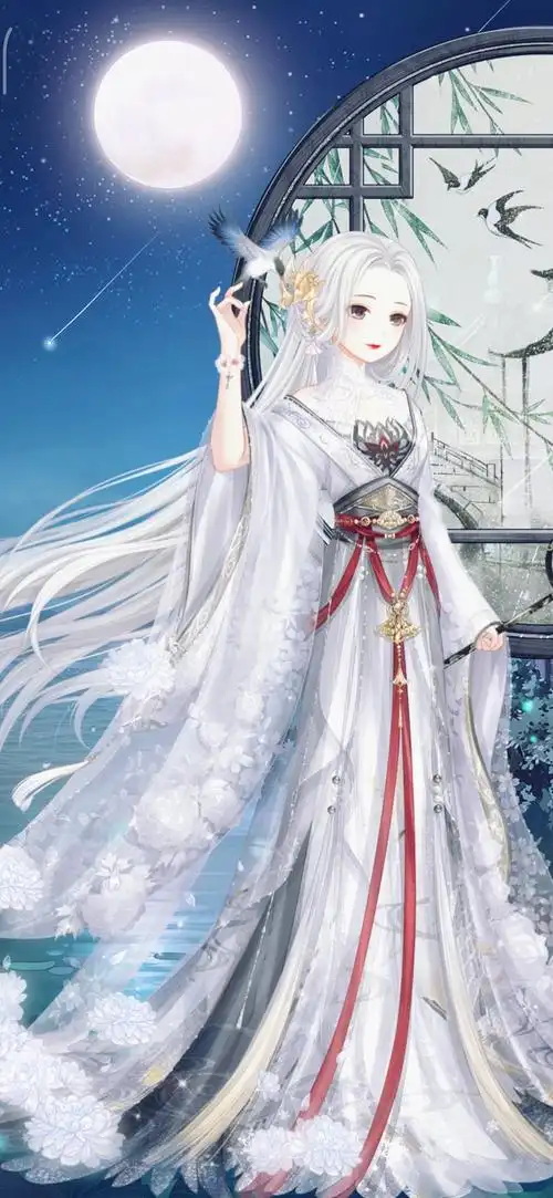 奇迹暖暖 白发古装 月亮夜晚