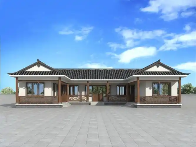 农村一层四合院设计图,带庭院景观设计