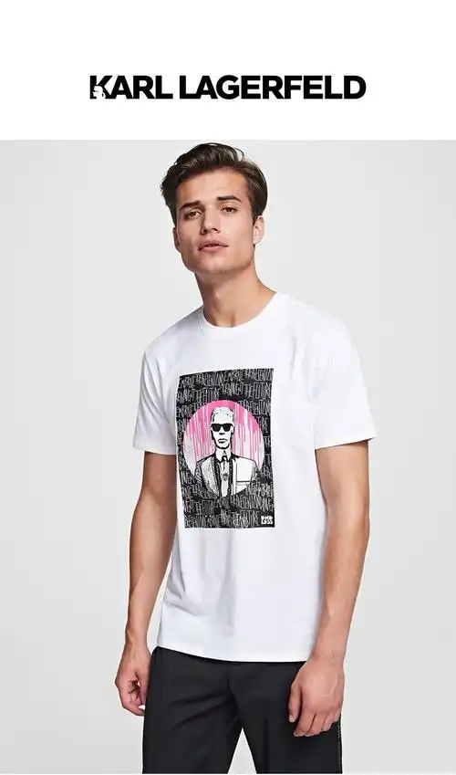 karl x endless 经典老佛爷logo男士圆领t恤 白色 m