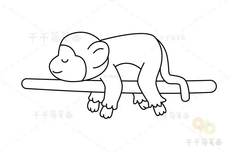 睡觉的猴子简笔画画法