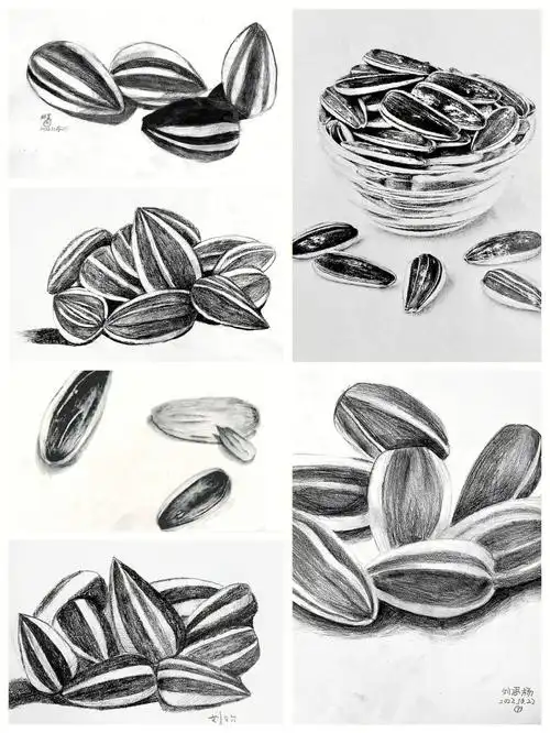 儿童创意素描瓜子写生