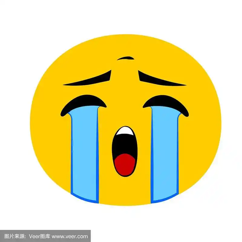 矢量可爱卡通大声哭脸曝晒