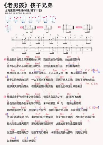 筷子兄弟老男孩尤克里里谱