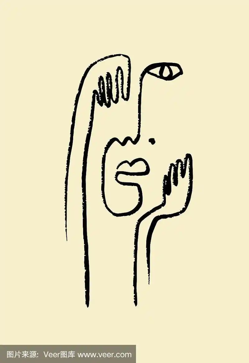 矢量,人的脸部,线条画,绘画插图,抽象