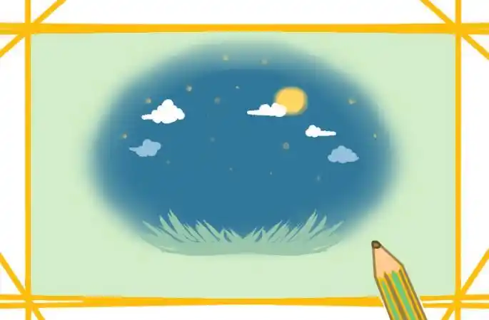 简笔画图片就画好了这幅美丽的农村夜晚图片你喜欢星星夜空简笔画闪图