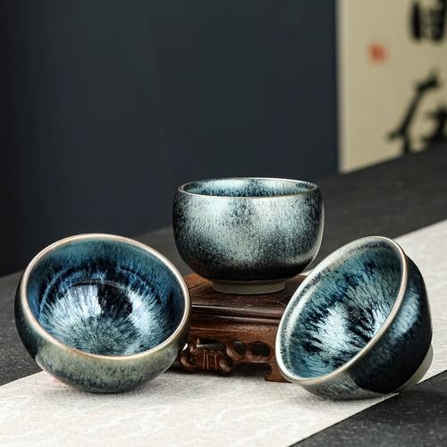 建盏茶杯单个品茗杯窑变茶盏主人杯大号单杯手工陶瓷茶碗功夫茶具