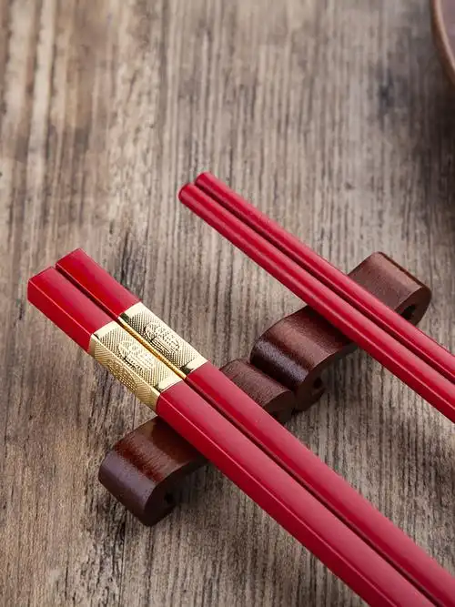筷子套装精美礼品筷 创健筷子红色喜福筷合金筷子中式筷 一件代发
