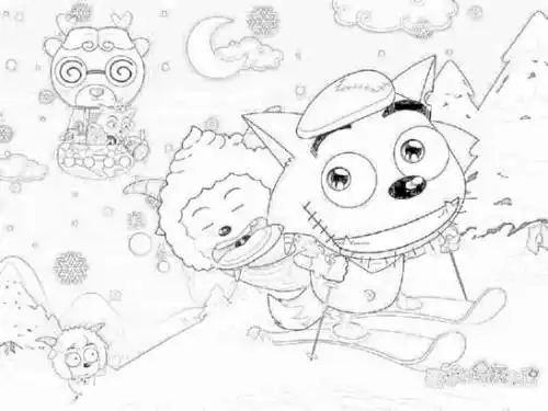 灰太狼捉走懒洋洋简笔画
