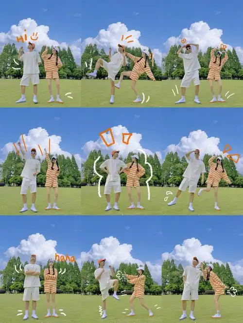 9个不重样趣味拍照创意情侣草地拍照pose