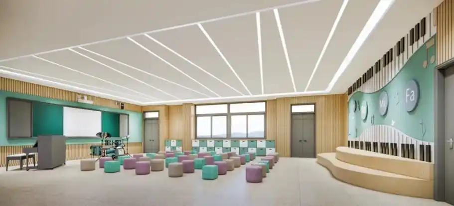 场,篮球场,室内体育馆,心理咨询室等为核心搭建了健康空间,以音乐室