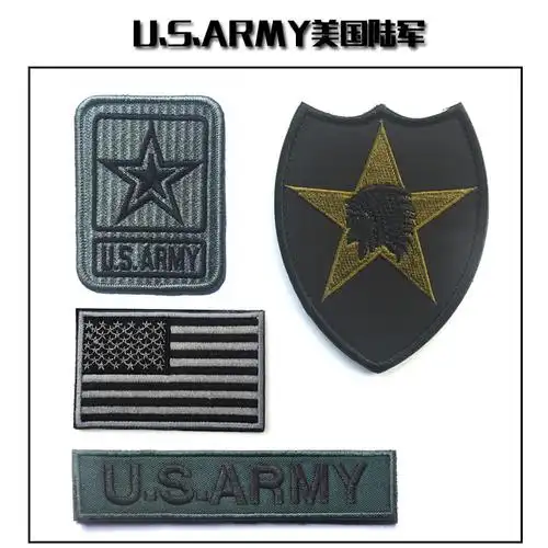 美国usarmy陆军臂章 迷彩服四件套臂章胸章 刺绣魔术贴章