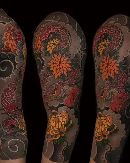 日式传统纹身图片_手臂手部老传统纹身图案