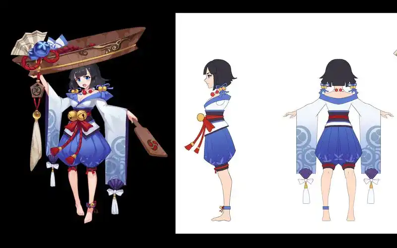 3dmax建模卡通手绘q版女性三视图模型制作max角色建模