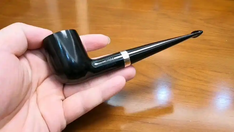 英国登喜路烟斗dunhill dress 3304银 经典英式黑礼服撞球925银圈直斗