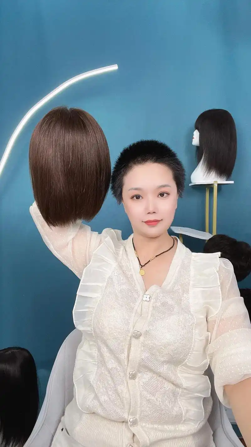 全手织钩织真人发丝假发套#全真发 #女士假发 #全真发手工钩 - 抖音