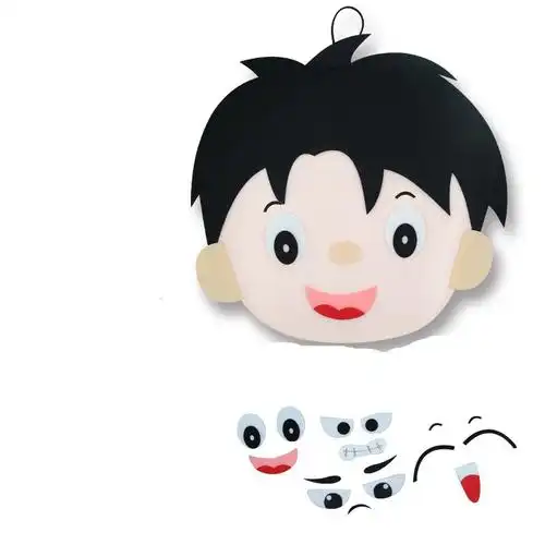 幼儿园区域区角玩具贴五官换表情玩教具手工投放自制材料全脸贴男孩