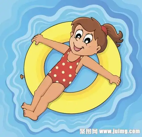 带游泳圈的卡通人物简笔画 简笔画图片大全-普车都