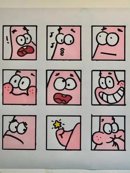 派大星格子画附过程马克笔简笔画