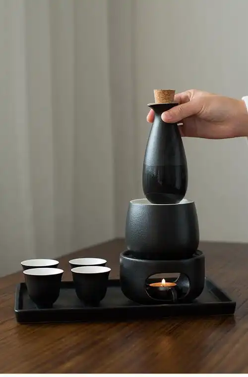 温酒器半斤gujiu仿古清酒壶套装家用黄酒烫酒器温酒壶陶瓷热酒器酒杯