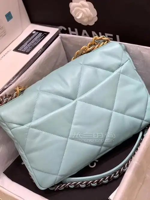 【香奈儿19包】chanel 19bag中号30cm 湖水绿链条包