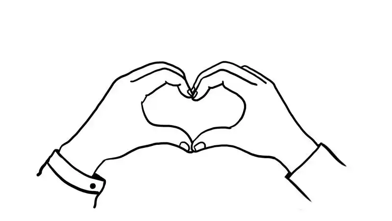 1,画出比心的手势.