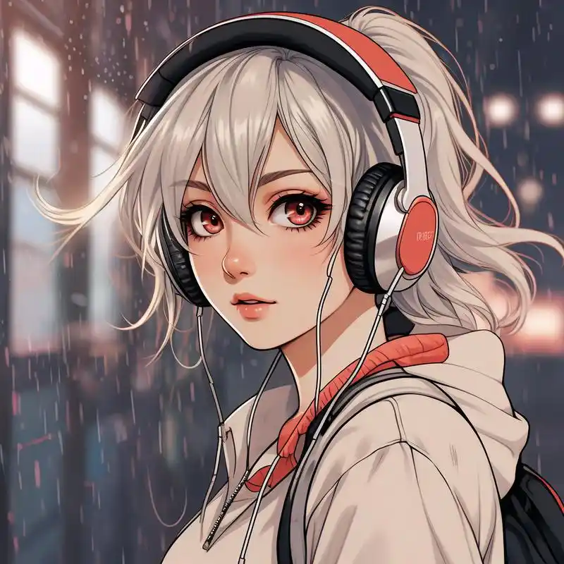 戴耳机动漫头像女95|耳机里的音乐世界90