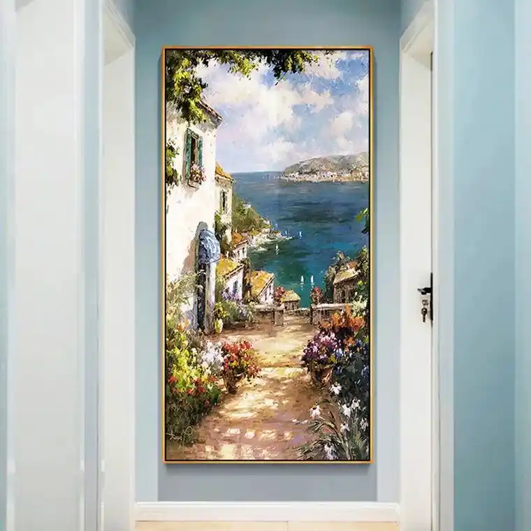 简约客厅十字绣海边 - 抖音