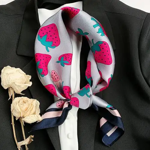 e桑蚕丝真丝小方巾53cm次第花开百搭正方形丝巾女围巾春秋乐迪纯 真丝