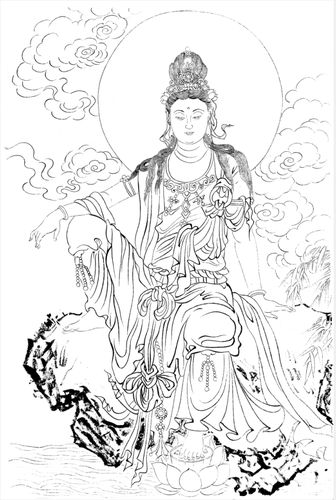 工笔画底稿人物观音菩萨佛像手绘白描27#打印稿宣纸稿本店拷贝稿