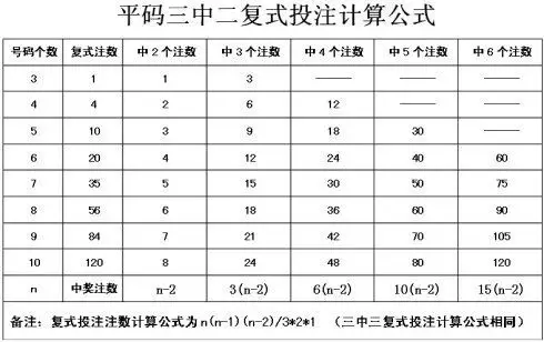 三中三复式计算表是什么样子的?