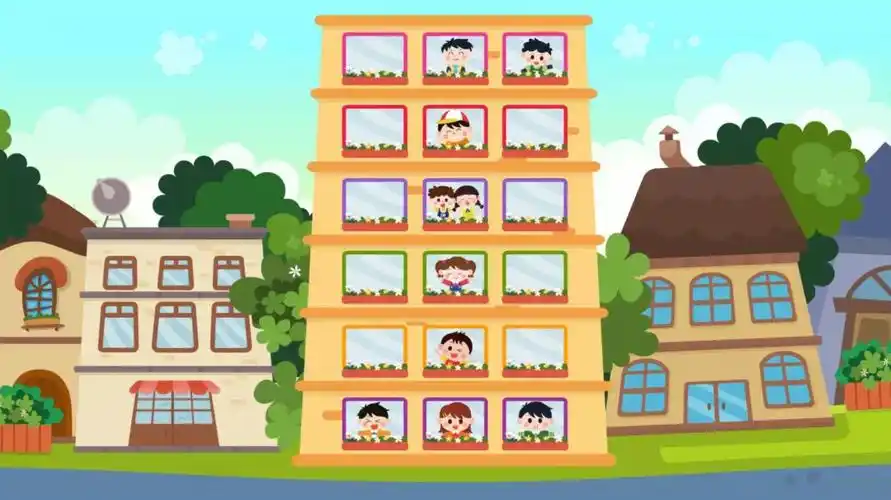 住在中间楼第三层的是哪个小朋友?