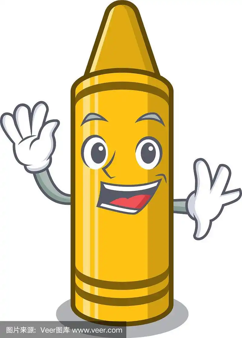 挥动着黄色的卡通蜡笔