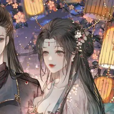 手绘古风情侣头像