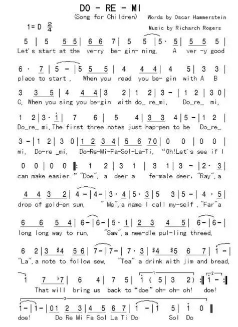 《音乐之声》do re mi曲谱等