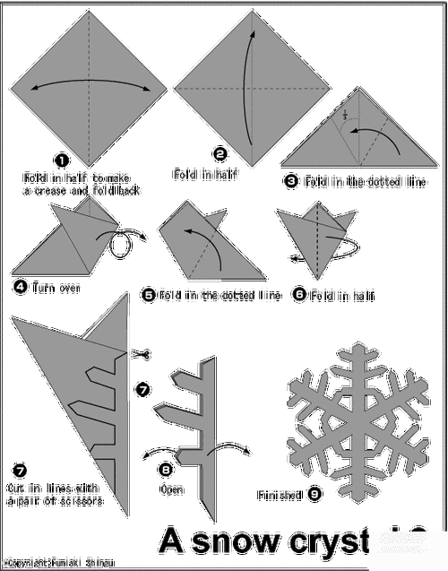 圣诞节雪花的儿童剪纸教程简单方法 - 制作系手工网
