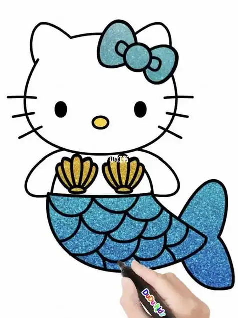 凯蒂猫美人鱼的简笔画