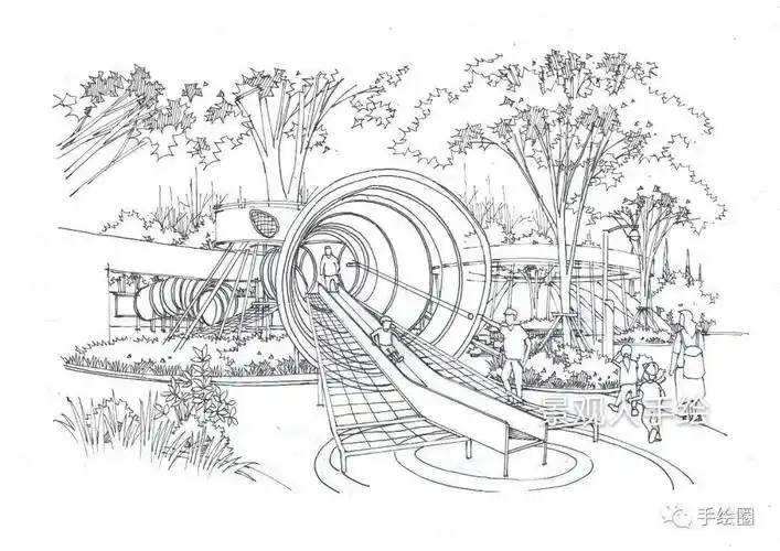 【景观人手绘教程】快题中的手绘效果图步骤详解1-儿童游乐区!