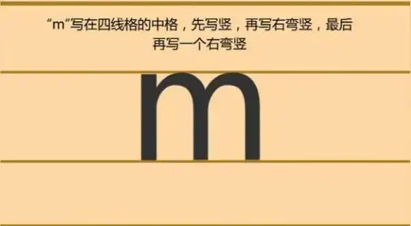 声母m的正确写法笔顺 拼音m的正确写法