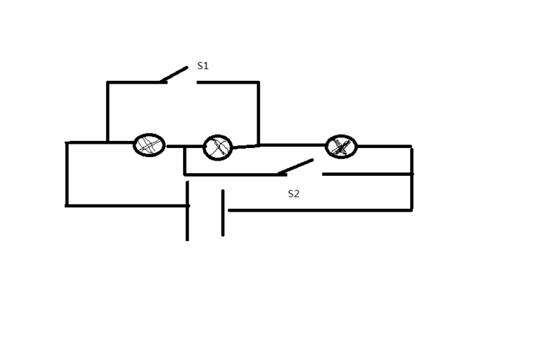 你回答的那道关于电路短路的问题.有没有一条路径是直接经过三盏灯的?