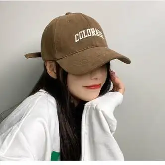 咖德诺咖啡深顶大头围防晒棒球帽女百搭刺绣显脸小宽弯檐鸭舌帽子太阳