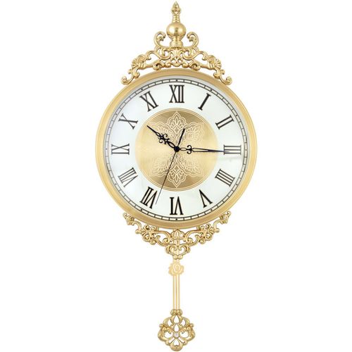 欧式挂钟轻奢纯铜静音钟表客厅家用高端大气复古餐厅挂墙石英钟