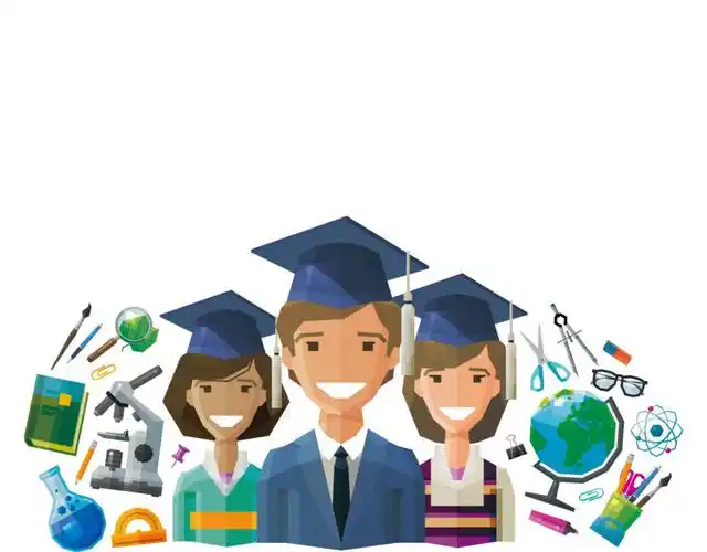 戴博士帽的男女学生图