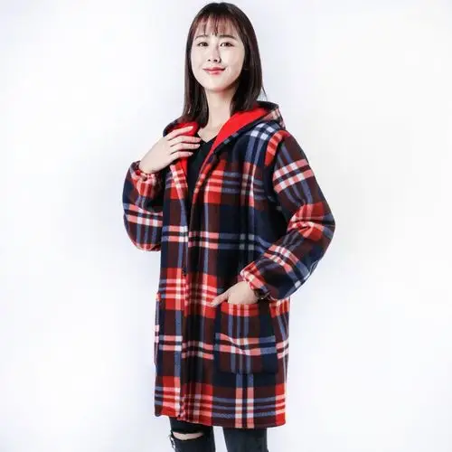 韩版外套珊瑚绒法兰绒中长款餐厅连帽护衣罩衣防脏衣成人女倒褂