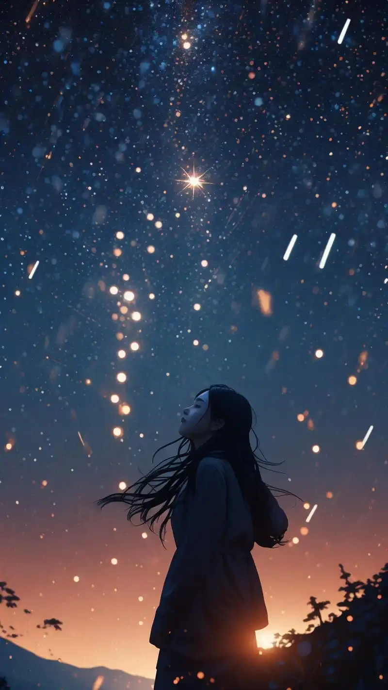 78女生背影与夜空星星的高清手机壁纸90